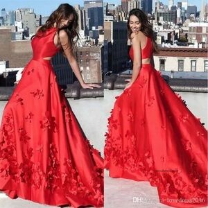 Brand new nwt b smart Red Evening Gown with embellished details and cut out top